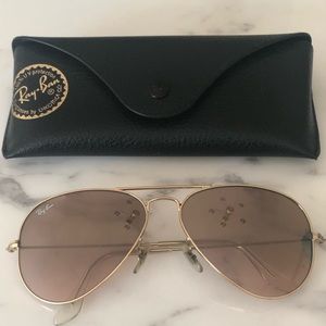 Rayban aviators RB 3025 gold metal rose hold tint